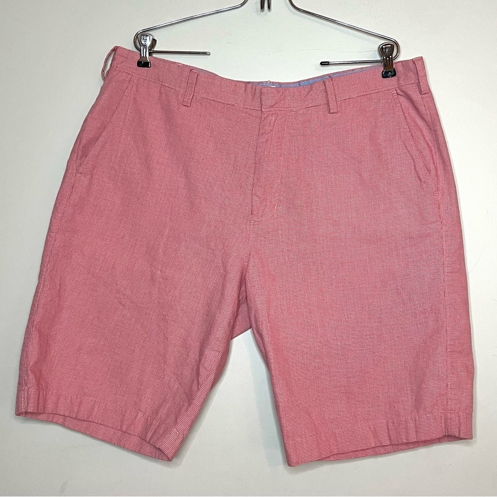 J. Crew Mens Red Flat Front Plaid Houndstooth Shorts Sz 38